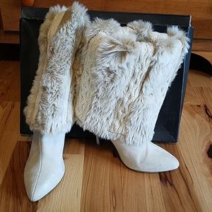 Nina size 9 cream suede boots